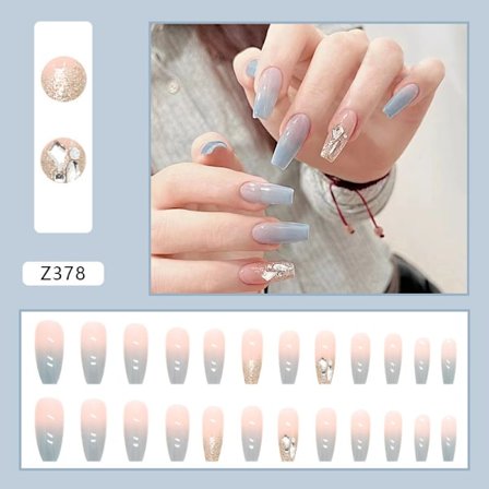 24 stk. Ice Mint falske negle, fransk manicure falske negle, stick on negle til kvinder, akryl falske negle med lim til kvinder neglekunst