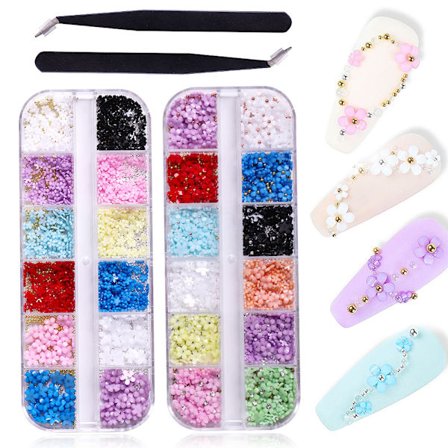 3D farvet blomst negleforstærkning blomst akryl negle{EE}