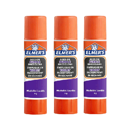 ELMERS 6 gram Disappearing Purple Glue stick 3-blister