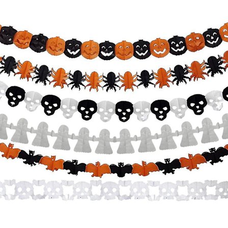 6 stk. Halloween-vimpler Banner Hængende Guirlande Festartikler Dekoration Papirbanner til fest Bar