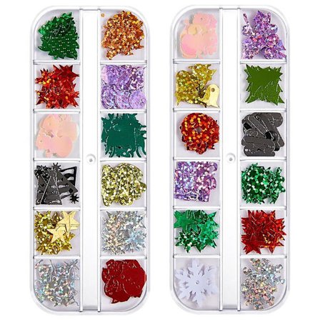 Färgade paljetter nagelkonst, glitter tunna paljetter flingor klistermärken, jul nagel dekaler