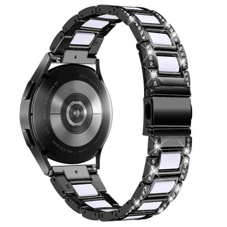 Klockarmband i resin med strassdekor för Samsung Galaxy Watch 4 - Svart / Vit Svart