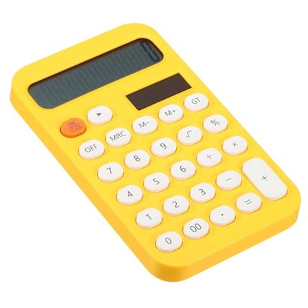 Stasjonær kalkulator, 12-sifret stor LCD-skjerm, standard funksjoner, bærbar søt kalkulator for hjemmekontor, gul Yellow