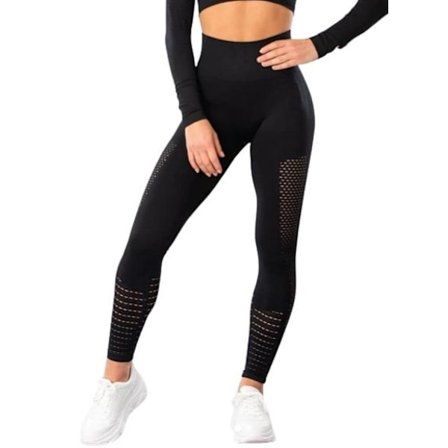 Svarta Seamless Tights Leggings Mesh