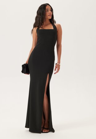 John Zack-Halter Neck Maxi Dress With Split-M (UK12)