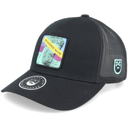 Bearded Man - Noir trucker Casquette - Antique Style Icon Black Trucker @ Hatstore