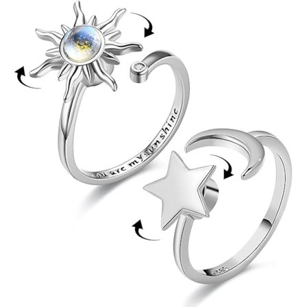 Sølvring til kvinder mod angst - Justerbar åben snoet ring til kvinder med angst