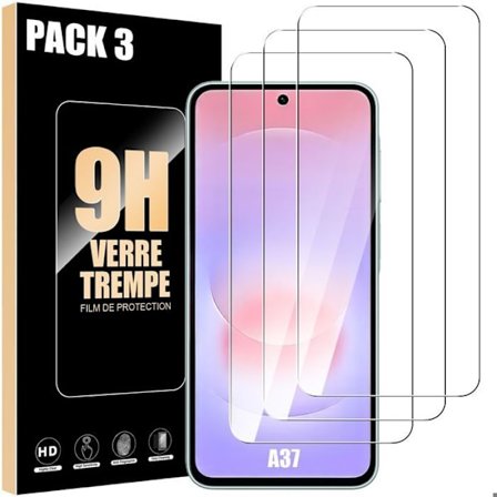 3 Tempered Glass til Samsung Galaxy A37 5G - 9H Ridsebeskyttelse Stødabsorberende Transparent