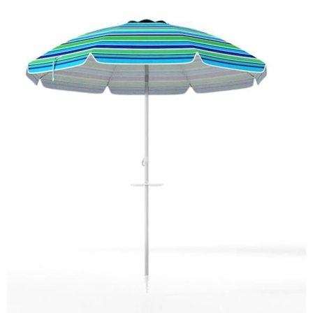 COSTWAY Kallistettava Aurinkovarjo 2,2 M Juomapidikkeellä ja UPF50 + Auringonsuojalla, Kannettava Ulkoaurinkovarjo Vihreä