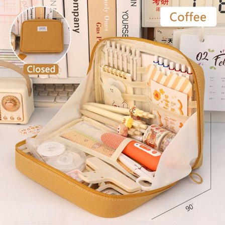 Gjennomsiktig blyantveske Penneveske KAFFELERT LERT