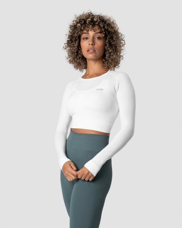 ICANIWILL - Define Seamless LS Crop Top Wmn White - Oberteile - Damen - ICIW