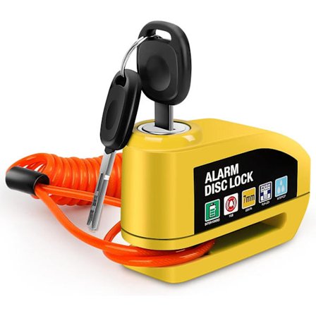 Varkaudenesto Moottoripyörän Varkaudenesto Levyjarruhälytin Moottoripyörä 110dB Lukkojarrulla 7mm 2 Avaimella ja Kaapelilla 1.2m Muistutus Lukko 