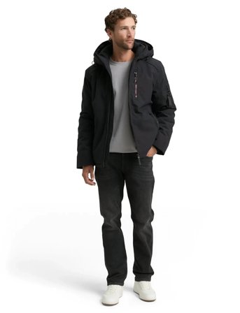 Tom Tailor Padded Jacket With Hood - Black - XXL