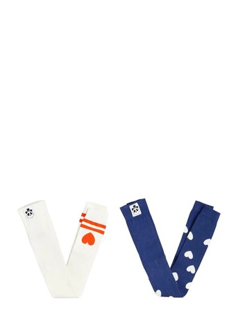 Mini Rodini Hearts 2-Pack Leggings - White - 128/134