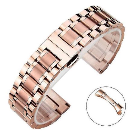 5-punkts massivt rostfritt stålarmband 20/21/22 mm fjärilslås herr dam metall klockarmband