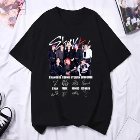 Stray Kids Tryckta Dam T-shirts Herr Oversized Casual Kortärmad T-shirt Harajuku Unisex T-shirts Toppar Kläder