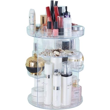 IC Multifunksjonell skjønnhetsstativ Roterende oppbevaringsboks for hudpleieprodukter i akryl Kosmetisk hudpleieprodukt