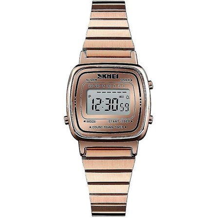 Damklocka Klassisk Enkel Petite Elektronisk Kvarts Klocka Rostfritt Stål Fyrkantig Tunn LED Klocka Digital Klocka Hs