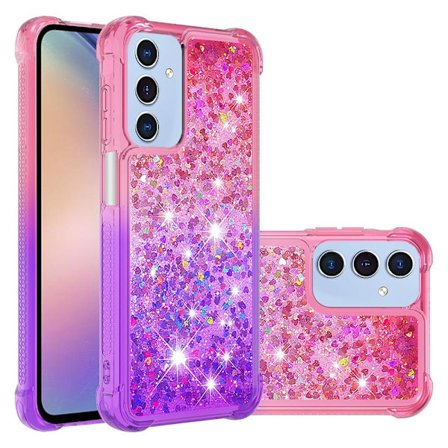 SKALO Samsung A16 Kvicksand Glitter Hjerter TPU Cover - Pink-Lilla