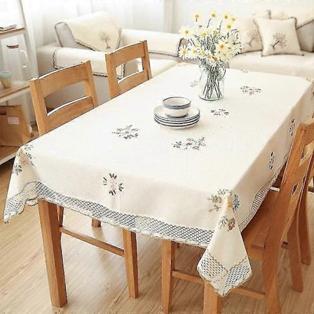 Dug Blomster Dug Hvid Hul Blonde Bomuld Linned Støvtæt Duge Bryllupsbanket Betræk