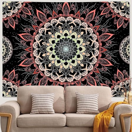 210 x 150 cm Mandala Veggteppe, Mandala Stoff Veggteppe, Psykedelisk Boho Bohemsk Hjemmedekorasjon, Med Installasjonssett, Veggdekorasjon Fo