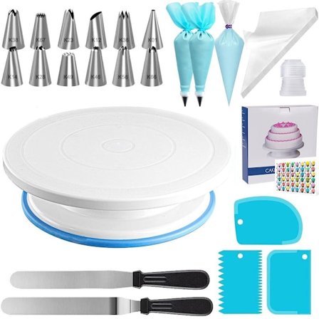 Kakkulevy pyörivällä alustalla, liukumaton koristelualusta Kakkupöytä kakun koristeluun pyörivä alusta setti