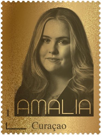 Curacao - Prinsesse Amalia - Postfrisk frimærke i 24 karat guld - Indkapslet i skrin