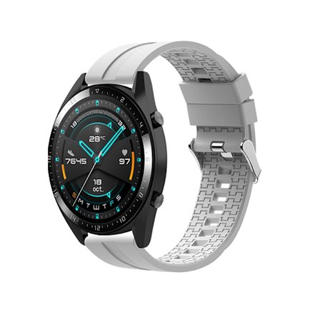 Vitt silikonarmband för Huawei GT - 20mm silverspänne