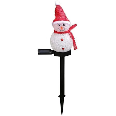 Snögubbe Solcellslampor Jul Solcells Drivna LED Snögubbe Ljus Utomhus Dekor Trädgård Stake Jul Lampor Röd