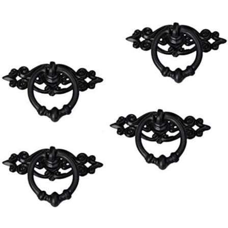4 stk. Sorte Antik Skab Dør Skuffer Skab Ring Træk Ha
