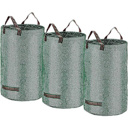 3 x 500L Store Haveposer til Haven, XXXL Robust Haveaffaldsposer Dobbelt Håndtag, Fritstående og Foldbar Affaldspose, Genanvendelig Havepose, (PP) 