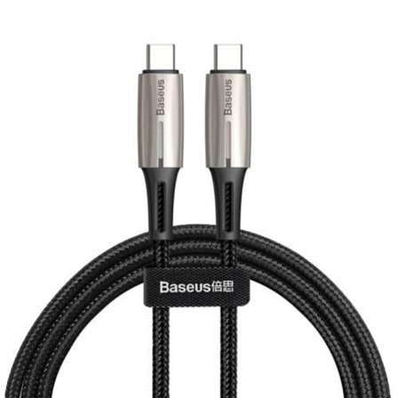Baseus Kabel USB-C till USB-C, LED-indikator, PD 2.0, 60W, 3A, 1m - Svart