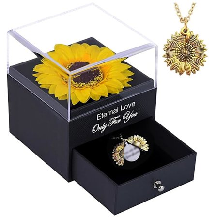 Solsikkegaver til kvinder til Valentinsdag - Fødselsdagsgave til mor, kone, Du er mit solskin halskæde med gaveæske, unik gave til mor