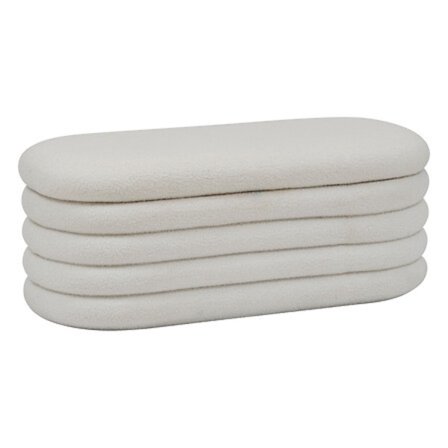 Opbevaringsbænk boucle Giulia L. 110 x D. 46 x H. 40,5 cm hvid