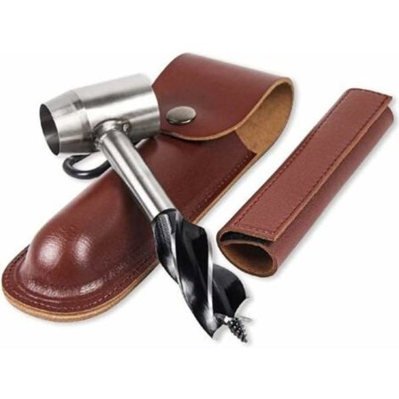 Håndbor, manuelt bor til træbearbejdning med læderetui til bushcraft-nybyggere, træbearbejdningsnøgle, udendørs træbor hul træprop