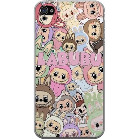 Kompatibel Mobilcover til Apple iPhone 4 Rosa kawaii-komposition med søde animerede figurer og bløde former