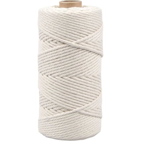 100M Valkoinen Makramee Puuvillaköysi, 3mm Juutti Puuvillalanka, Puuvilla Makrameelanka, Nyörilanka, Punottu Köysilanka Lahjapaketointiin Neulontaan 