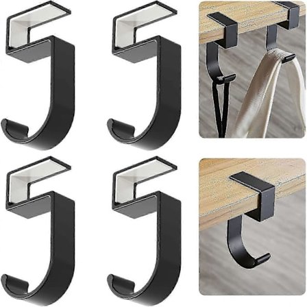 Pieces Håndtaske Krog, Bærbare Aluminium Bordkroge, Håndtaskeholder til Bord, Taskeholder, Bordkrog til Kontor Restaurant Bar (Sort)