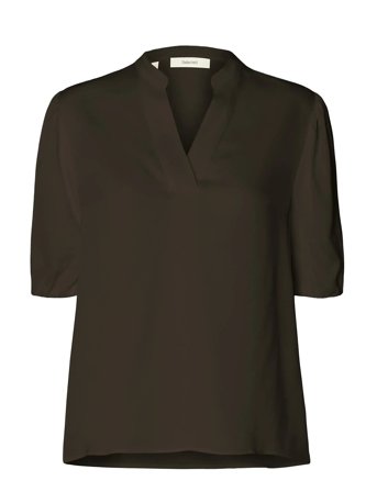 Slflaurina 2/4 Sleeve Top Ex Brown Selected