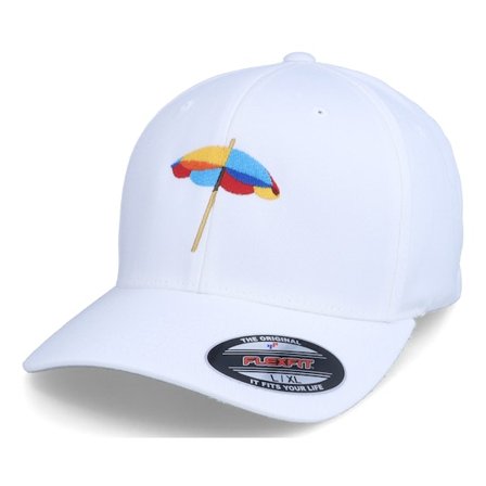 Iconic - Vit flexfit Keps - Summer Umbrella Sunshade White Flexfit @ Hatstore
