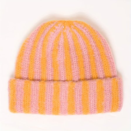 1 stk. Stribet Hue - Unisex Tyk Varm Hue, Ekstremt Blød Og Strækbar