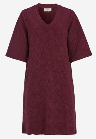 Freequent - Strukturmønstret jerseykjole i vinrød til damer i størrelse M (40) - Cellbes
