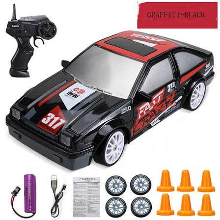 2.4G 4WD RC Drifting Bil Höghastighetsladdning Dynamisk Racing Barn Pojke Fjärrkontroll Bilmodell Leksak Present Till Barn