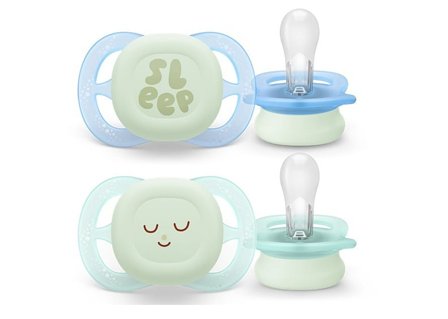 Philips Avent Ultra Air Lysegrøn/Lyseblå 2-Pak 0-2 mdr Nighttime, Børn & Forældre, Sutter, Silikonesutter