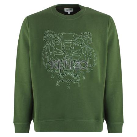 Kenzo Logo-Embroidered Sweatshirt Grøn, Herre Sweatshirts