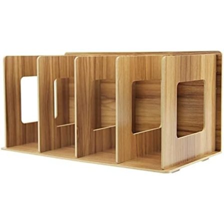 Bokreol i bambus for skrivebord, robust og slitesterk, utvidbar bokhylle for hjemmekontor, miljøvennlig dokumentorganisator i tre med stor plass