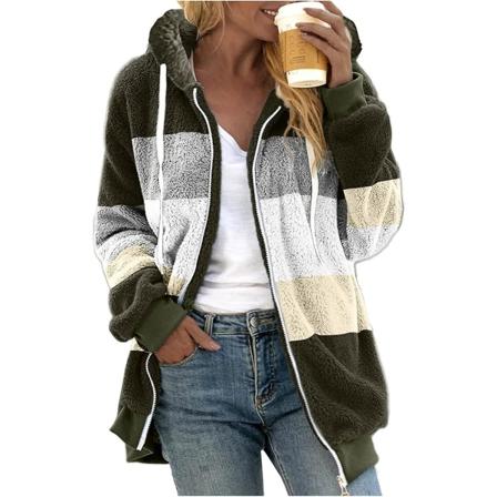 Dam S Vinter Luvtröja Varm Plysch Kappa Med Zip Ficka Lös Kappa Dam S Kläder Teddy Fleece Jacka Långärmad Vinterjacka Ytterkläder Steetwear X07 Army 