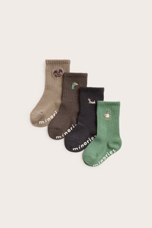 Kappahl | Skarpetki dla niemowląt, 4-pak, z haftem | Zielony