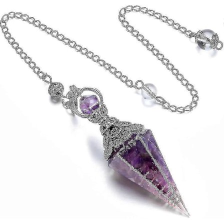 Naturlig ametyst krystall sekskantet pendel halskjede for ønskekvist, chakra balanse og åndelig healing - 6 fasettert edelsten design (LGL)