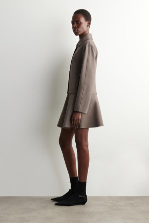 COS Women's Flared Jersey Mini Skirt in Brown